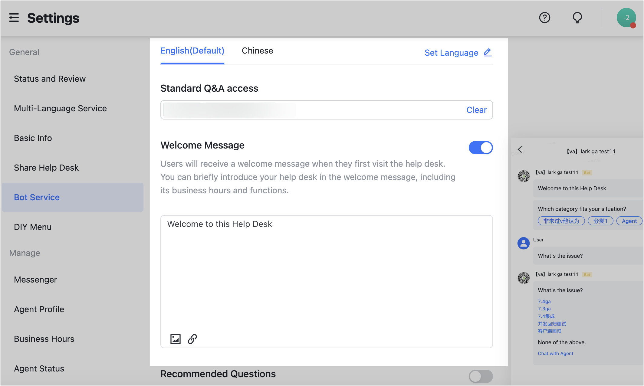 Set up the Help Desk bot
