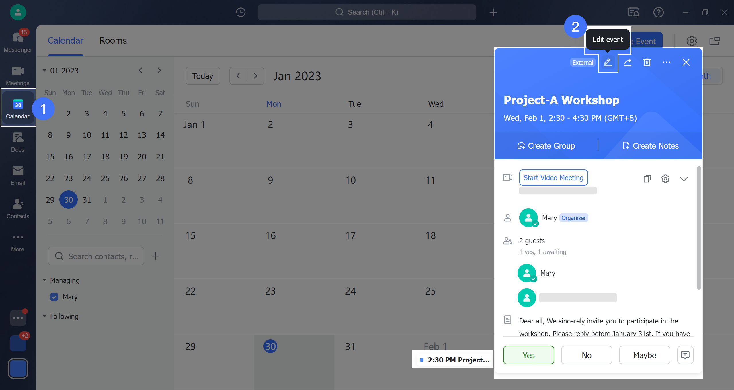 Send event invitations by email